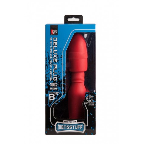 Красная анальная пробка с вибрацией MENZSTUFF VIBRATING BUTT PLUG 8.5INCH - 21,5 см.