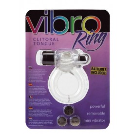 Прозрачное эрекционное кольцо VIBRO RING CLITORAL TONGUE CLEAR