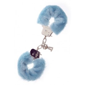 Голубые меховые наручники METAL HANDCUFF WITH PLUSH BLUE