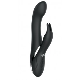 Черный вибратор-кролик NAGHI NO.33 RECHARGEABLE DUO VIBRATOR - 23 см.