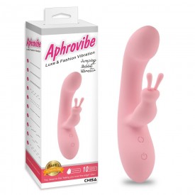 Нежно-розовый вибратор со стимулятором клитора Jumping Rabbit Vibrator - 19,5 см.